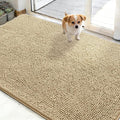 OLANLY Dog Door Mat for Muddy Paws 50x30, Absorbs Moisture and Dirt, Absorbent Non-Slip Washable Doormat, Quick Dry Chenille Mud Mat for Dogs, Entry Indoor Entryway Carpet for Inside Floor, Beige