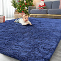 OLANLY 7x10 Machine Washable Large Area Rugs for Living Room, Bedroom, Soft Fluffy Shaggy Bedside Rug, Indoor Floor Carpet for Kids Girls and Boys, Dorms, Nursery, Home Decor Aesthetic, Navy Blue