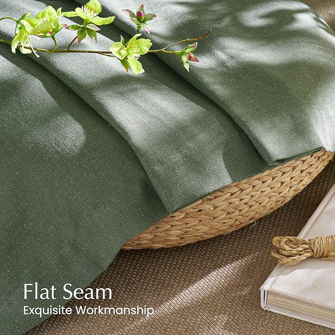 NICETOWN Linen Forest Green Curtains 96 inches Long, Grommet Privacy Assured Linen Blend Window Treatments with Light Filtering for Living Room/Bedroom, W55 x L96, 2 Panels