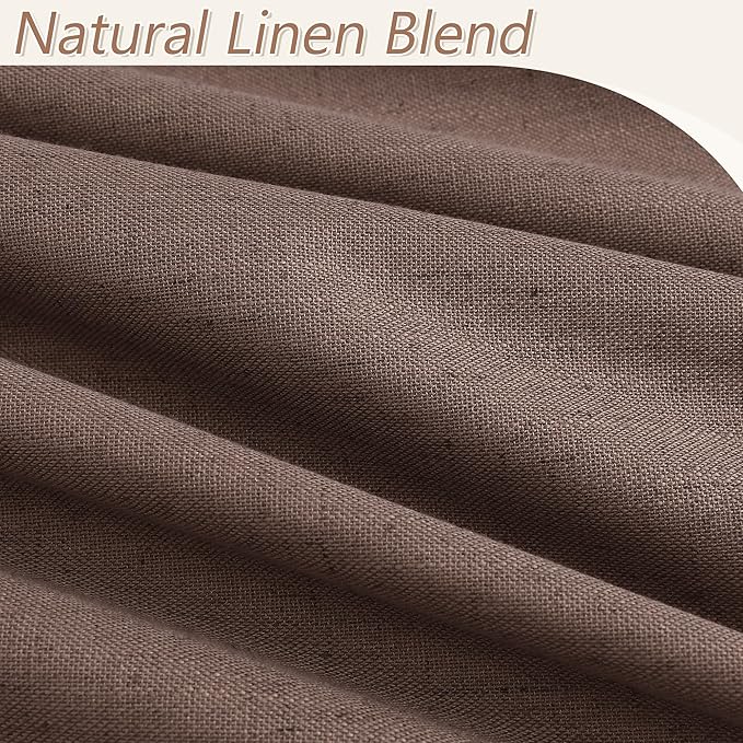 Guken 100% Blackout Curtains 120 Inch Length 2 Panels Set for Living Room Bedroom Back Tab Thermal Insulated Black Out Linen Drapes Room Darkening Mocha Mousse,52x120