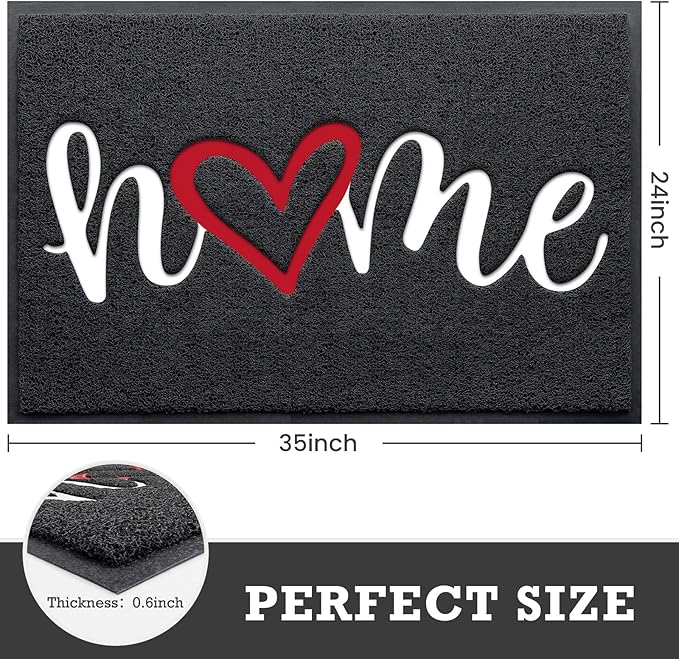 CozyBounty Black Door Mat Welcome Mats Home Non-Slip Doormat for Entryway Low-Profile Floor Mat for Yard, Garage, High Traffic Areas (36"x24", Black)