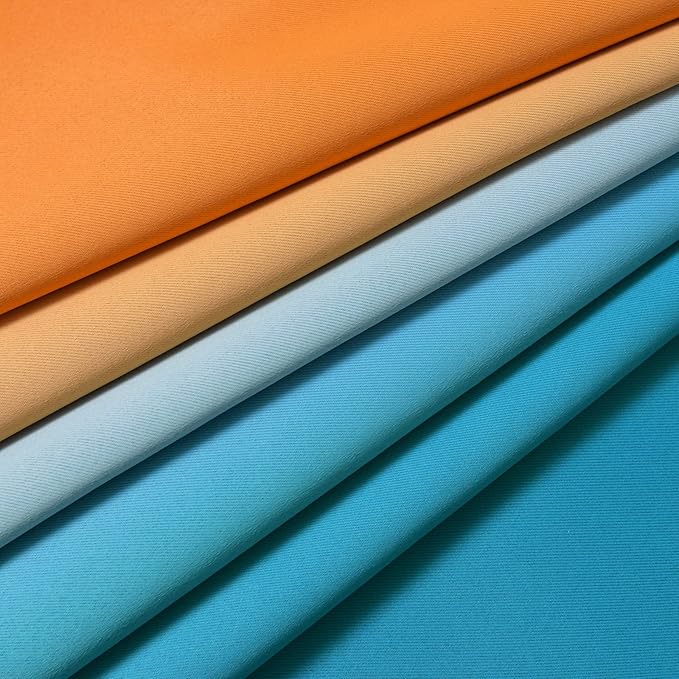 Yakamok Orange and Blue Blackout Curtains, Ombre Full Room Darkening Window Curtains for Living Room,Grommet Thermal Insulated Drapes,Light Blocking Curtains for Girls Bedroom,52x54 Inch, 2 Panels