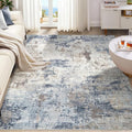 UERMEI 8x10 Area Rug Living Room Rugs Thickened - Washable Neutral Modern Abstract Soft Rug Indoor Floor No Slip Rug Carpet for Bedroom Under Dining Table Home Office Decor - Denim Blue