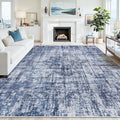 6x9 Area Rugs for Living Room Washable Rug: Anti-Skid Abstract Modern Living Room Rug Soft Thin Carpets Indoor Floor Non-Shedding Carpet for Bedroom Dining Farmhouse Nursery Navy Light Gray
