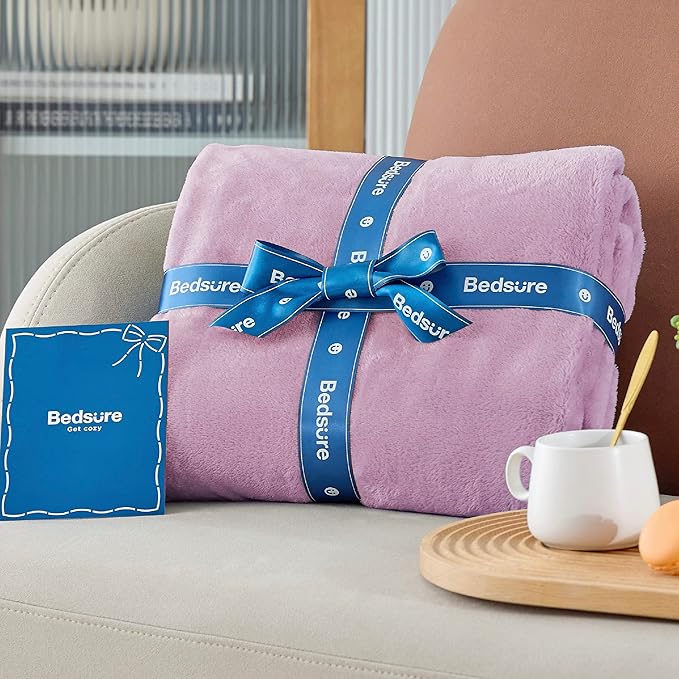 Bedsure GentleSoft Fleece Throw Blanket for Couch Lilac - Lightweight Plush Fuzzy Cozy Soft Blankets and Throws for Sofa, 50x60 inches