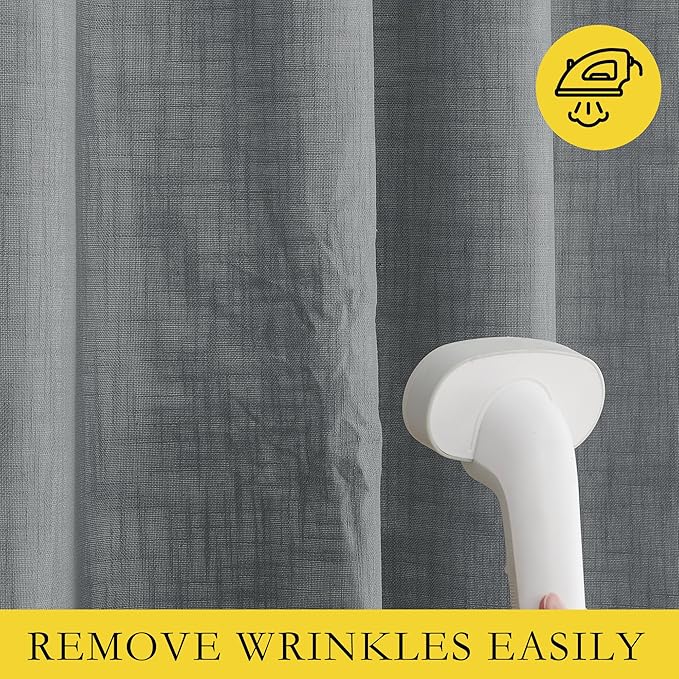 NICETOWN 100% Absolutely Blackout Linen Curtains with Thermal Insulated White Liner, Dove Grey, W52, 2 Pieces, Noise Reducing Textured Linen Look Curtains for Windows 90 inch Length for Classroom