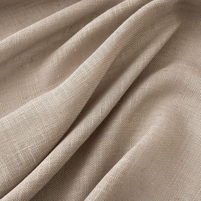 MIULEE Taupe Linen Curtains 90 Inch Long for Bedroom Living Room, Soft Thick Linen Textured Window Drapes Semi Sheer Light Filtering Back Tab Rod Pocket Burlap Look Farmhouse Country Decor, 2 Panels