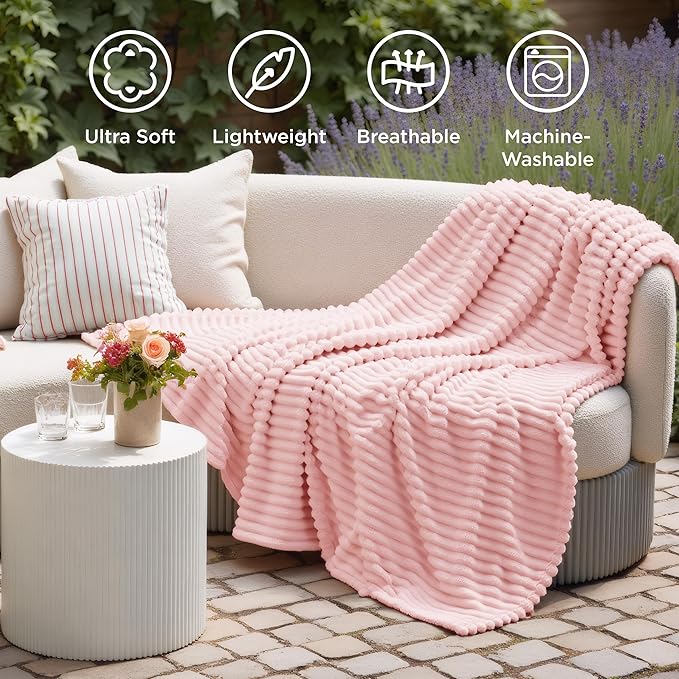 Bedsure GentleSoft Pink Throw Blanket for Couch - Mothers Gifts Day Birthday Gifts for Teen Girls Sister, Soft Cozy Cute Small Fleece Throw Blanket for Women, Coral Pink Room Home Decor, 50x60 Inches
