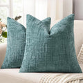 decorUhome Summer Teal Chenille Euro Sham Throw Pillow Covers 24x24 Set of 2 Textured Soft Cozy Slubby Couch Pillow Covers Modern Farmhouse Boho Decorative Pillow Cases for Bed Sofa Living Room