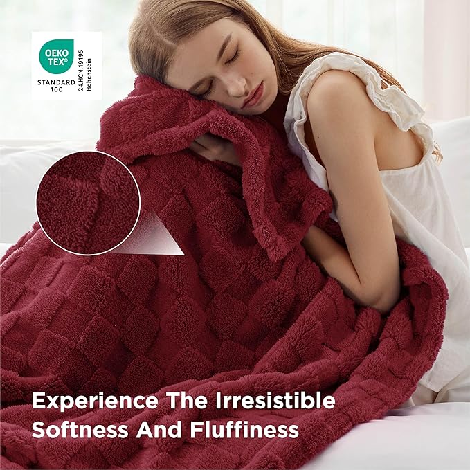 Bedsure GentleSoft Red Throw Blanket for Couch - Super Soft Cozy Blankets Gifts for Kids Girls, Cute Small Fleece Mother's Day Throws for Bedroom Home Decor, 50x70 Inches