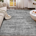 UERMEI 5x7 Area Rug Living Room Rugs - Washable Neutral Modern Abstract Soft Thin Rug Indoor Floor No Slip Rug Carpet for Bedroom Under Dining Table Home Office Decor - Dark Gray