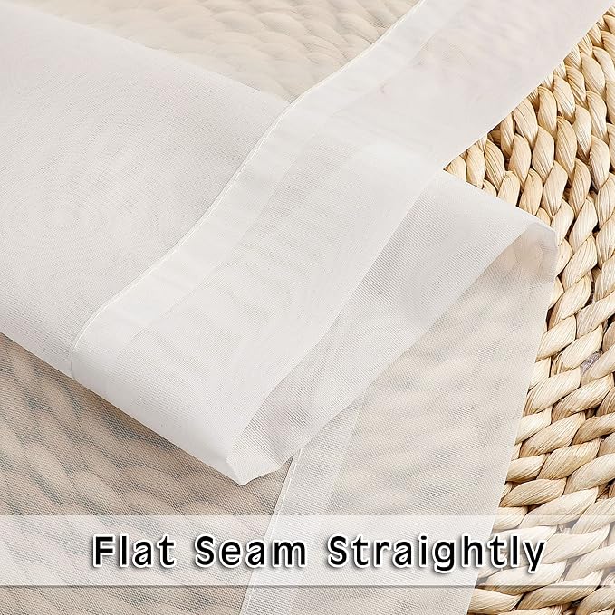 OWENIE Sheer Curtains 63 inch Length, Ivory Sheer Cutains 2 Panels Set for Bedroom/Living Room, Rod Pocket Voile Fimly Sheer Drapes, 2pcs, Each 42" W x 63" L