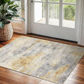 2x3 Washable Entryway Area Rug: Modern Abstract Small Runner Rug for Hallway Soft Non Slip Door Mat with Rubber Backing Low Pile Thin Floor Carpet for Kitchen Bathroom Bedroom Indoor(Grey/Yellow,2x3)