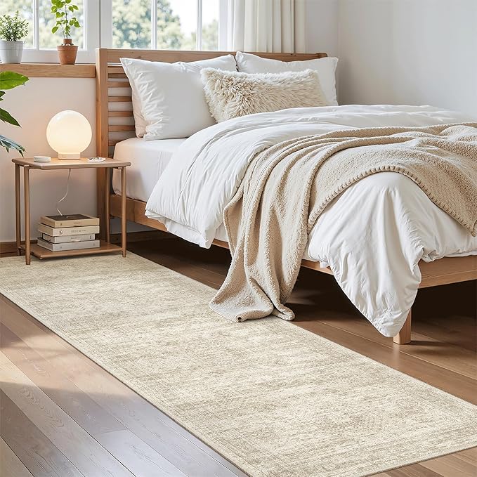 Runner Rug 2x7 Washable Non-Slip Hallway Runner Rugs for Kitchen Bathroom Laundry Room Beige Vintage Floor Carpet Runners for Hallways Entryway