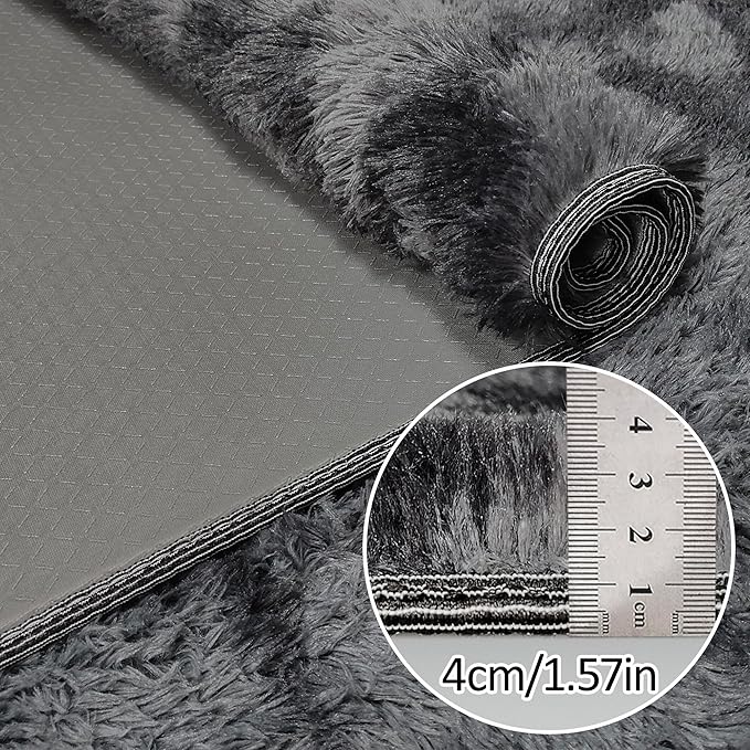 Tie-Dyed Runner Rug for Bedroom Black Grey 2x6ft Fluffy Area Rug Bedside Runner Rug for Kids Room Boys Teens Nursery Baby Living Room Dorm Home Decor Carpets