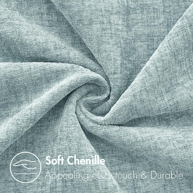 MIULEE Pack of 2 Light Blue Throw Pillow Covers 12x20 Inch Soft Chenille Lumbar Pillow Covers for Sofa Living Room Spring Home Decor Couch Solid Dyed Cases