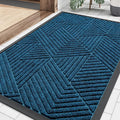 Smiry Front Door Mat Outside Entrance, Heavy Duty Sturdy Natural Rubber Doormat, Trap Dirt and Moisture, Easy Clean Low Profile Welcome Floor Mats for Indoor Outdoor Entry, 35X23 Inch, Mixed Blue