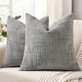 decorUhome Neutral Grey Chenille Throw Pillow Covers 16x16 Set of 2 Textured Soft Cozy Slubby Couch Pillow Covers Modern Farmhouse Boho Decorative Pillow Cases for Bed Sofa Living Room
