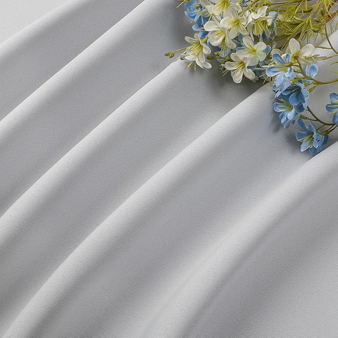 CUCRAF Grayish White Blackout Curtains 108 inch Length 2 Panels Set, Rod Pocket Room Darkening Drapes for Bedroom Living Room, Insulated Thermal Light Blocking Window Curtain (W52 x L108 Inch)