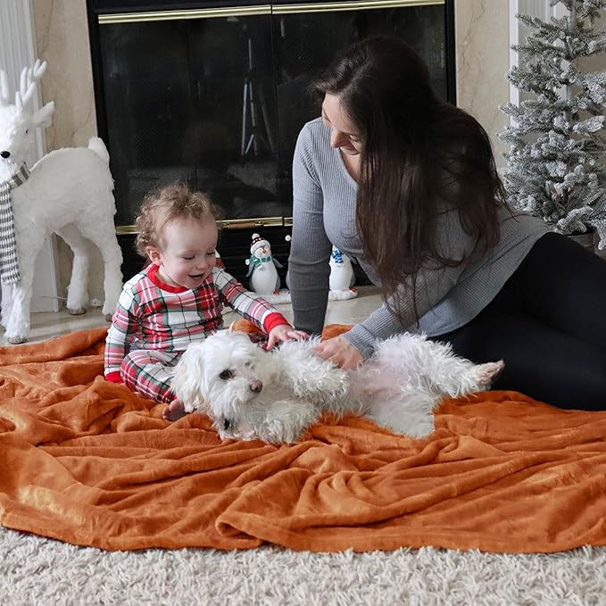 Bedsure GentleSoft Dark Orange Fleece Blanket King Size - 280GSM Soft Lightweight Plush Cozy Blankets for Bed, Sofa, Couch, Travel, Camping