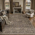 10x12 Washable Area Rug for Living Room Bedroom Vintage Brown Non Slip Carpet Traditional Retro Soft Low Pile Large Throw Rug for Dining Room Kitchen Office Indoor