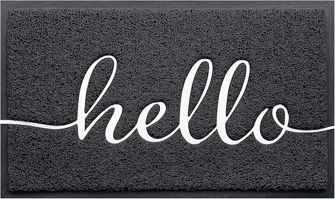 BeneathYourFeet Door Mat (36"x24",Black) Welcome Mat Low Profile Front Doormat Indoor Outdoor Door Non Slip Rugs for Entryway, Patio, High Traffic Areas
