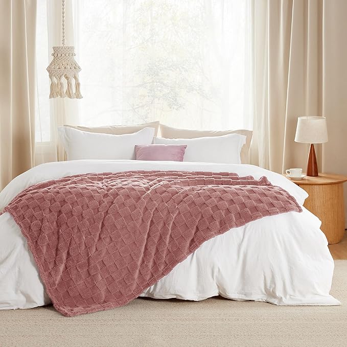 Bedsure GentleSoft Dusty Pink Throw Blanket for Couch - Super Soft Cozy Blankets Gifts for Women Kids Girls, Cute Small Fleece Throws for Bedroom Home Decor, 50x70 Inches