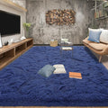 Tepook Fluffy Large Rugs for Living Room, Shag Area Rug 6x9 Soft Carpet for Bedroom, Modern Shaggy Rug for Kids Boys Girls, Plush Indoor Nursery Home Decor Rug with Non-Slip Bottom, Navy, 6 X 9 Feet