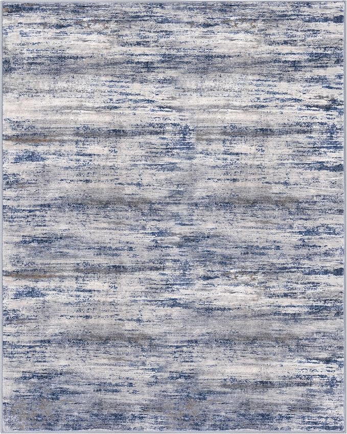 KOZYFLY 4x6 Area Rug Modern Abstract Washable Large Rugs for Entryway Non-Slip Soft Living Room Rug, Print Grey-Blue Throw Rugs Indoor Mat for High-Traffic Door Entrance, Laundry, Nursery, Bedroom