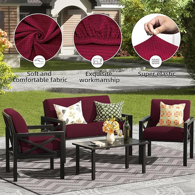 Outdoor Cushion Covers Set,12PCS Patio Furniture Couch Seat Slipcovers, Replacement for Sofa Sectional Chair(Cover，Only)