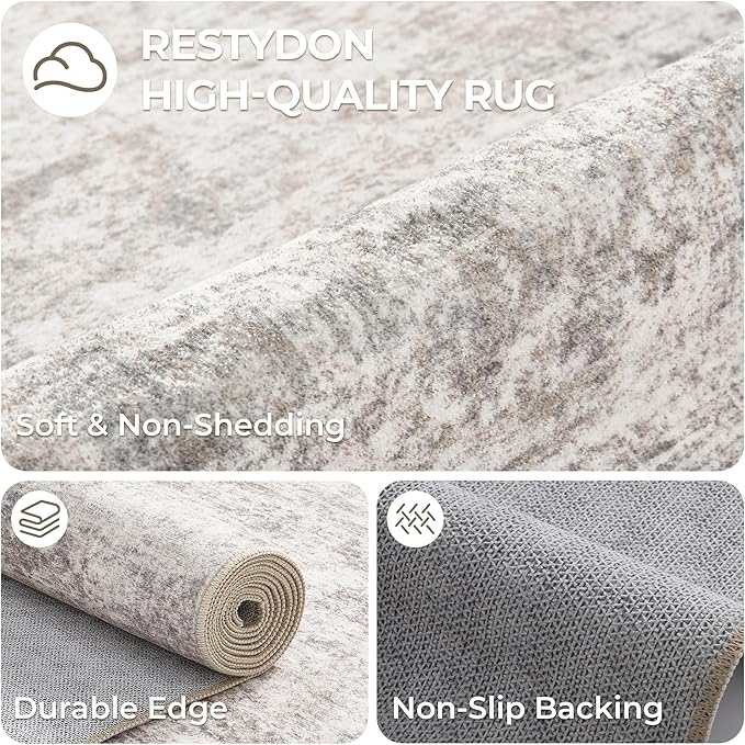 Long Rugs Runner - Washable Runner Rugs for Hallway 2x10, Ultra-Thin Soft Kitchen Carpet Runner, Anti Slip Backing Runner Rugs for Entrance, Bedroom, Living Room(2'x10', Brown/Grey/Ivory)