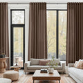 Cappuccino Linen 144 Inch Curtains for Living Room Light Filtering Semi Sheer Curtain Back Tab Modern Rustic Home Decor Neutral Drapes Floor to Ceiling High Window for Bedroom 52x144, 2 Panels
