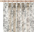 jinchan Pinch Pleated Curtains Floral Linen Blend Curtains for Living Room 96 Inches Length Black Peony Flower Printed Curtain Rod Pocket Back Tab Farmhouse Pinch Pleat Drapes with Hooks Set 2 Panels