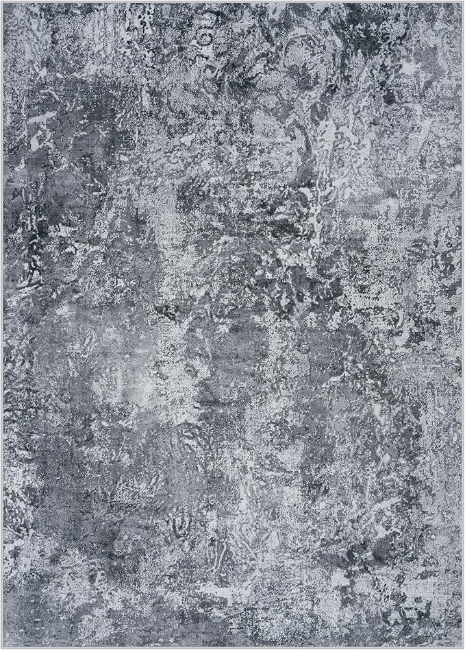 10x14 Area Rugs for Living Room Rug Washable: Abstract Large Rug Indoor Modern Carpet Non Slip for Dining Room Bedroom Nursery Home Office Black