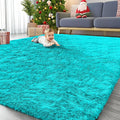 OLANLY 9x12 Machine Washable Large Area Rugs for Living Room, Bedroom, Soft Fluffy Shaggy Bedside Rug, Indoor Floor Carpet for Kids Girls and Boys, Dorms, Nursery, Home Decor Aesthetic, Teal Blue