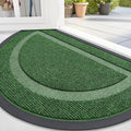 OLANLY Half Circle Door Mat Indoor Outdoor Entrance Welcome, Waterproof All-Season, All-Weather Doormat, Sturdy Natural Rubber, Low Profile, Easy Clean Patio Porch Entryway Mat, 47x32, Green