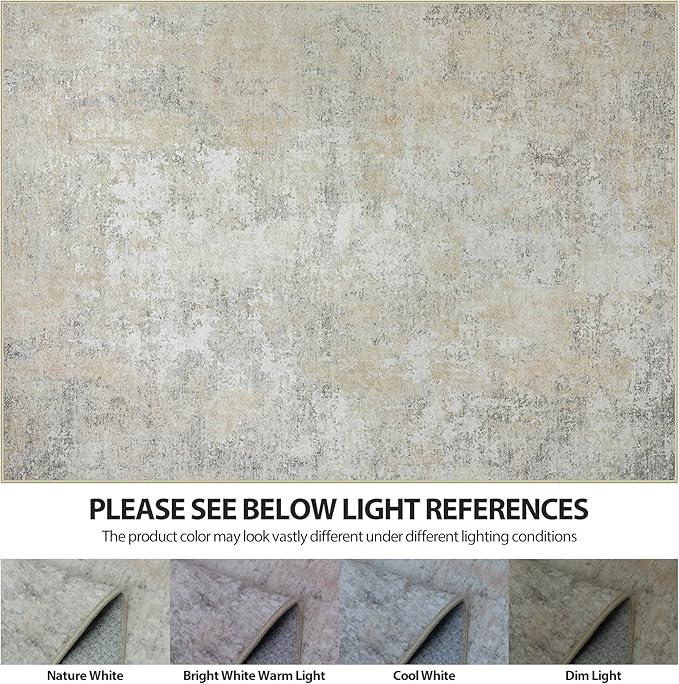6x9 Area Rugs for Living Room Rug Washable: Abstract Rug for Dining Room Bedroom Carpet Non Slip 6 by 9 Indoor Modern Nursery Home Office Beige Grey