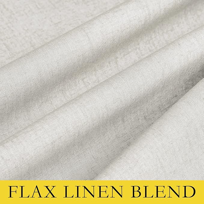NICETOWN 100% Blackout Linen Texture Curtains 90 inches Long, Ivory, 2 Pcs, Thermal Insulated Full Blackout 2-Layer Lined Drapes, Energy Efficiency Window Draperies for Boy's Room