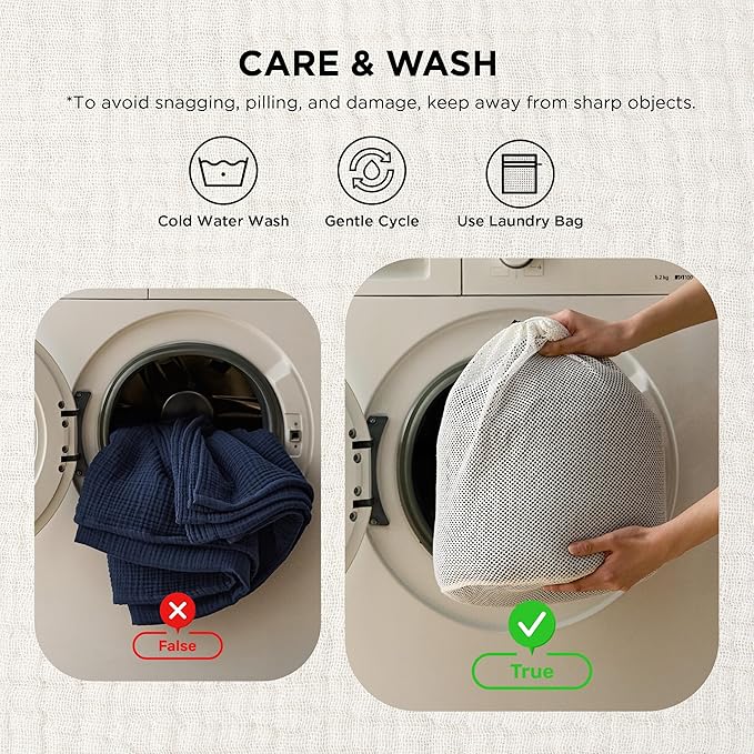 Bedsure 100% Cotton Muslin Throw Blanket Twin XL for Bed - 4-Layer Breathable and Lightweight Thin Soft Summer Gauze Muslin Blankets for Adults, Navy Blue, 66x90 Inches