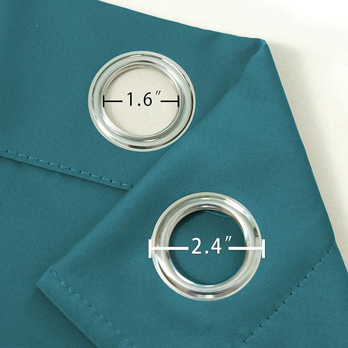 LEMOMO Sea Teal Thermal Blackout Curtains/42 x 95 Inch/Set of 2 Panels Room Darkening Curtains for Bedroom