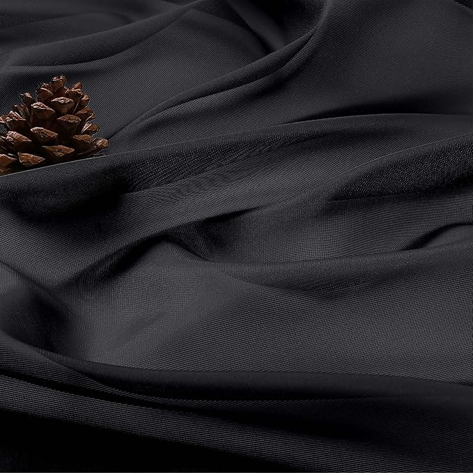OWENIE Black Sheer Curtains 72 Inches Long 2 Panels Set, Transparent Voile Sheer Curtain for Living Room Bedroom Window Sliding Glass Door Treatment, 59 x 72 Inch, Black