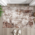 2x3 Small Washable Area Rug: Non-Slip Indoor Door Mat for Entrance Doorway Kitchen Bedroom Living Room - Abstract Farmhouse Throw Rug for Modern Home Decor Brown Khaki White
