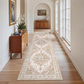 Madane Runner Rug 2x8, Washable Hallway Runner Rugs, Non-Slip Low-Pile Soft Kitchen Rug Runner Laundry Room Rug, Vintage Throw Entry Foyer Mat for Entrance Living Room (Pink, 2 x 8)