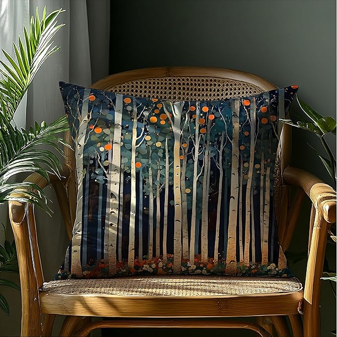 Rustic William Morris Inspired Autumn Forest Decor Pillow Covers 18x18,Vintage Botanical Nature Decorative Throw Pillow Covers for Home Bedroom Living Room