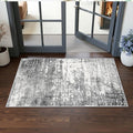 Abstract 2x4 Entryway Area Rugs: Washable Water Resistant Kitchen Rug Non-Slip Durable Doormat Ultra Soft Bedroom Beside Carpet Indoor Low Pile Floor Mat for Bathroom Stove Sink Area(2x4,Black/Grey)