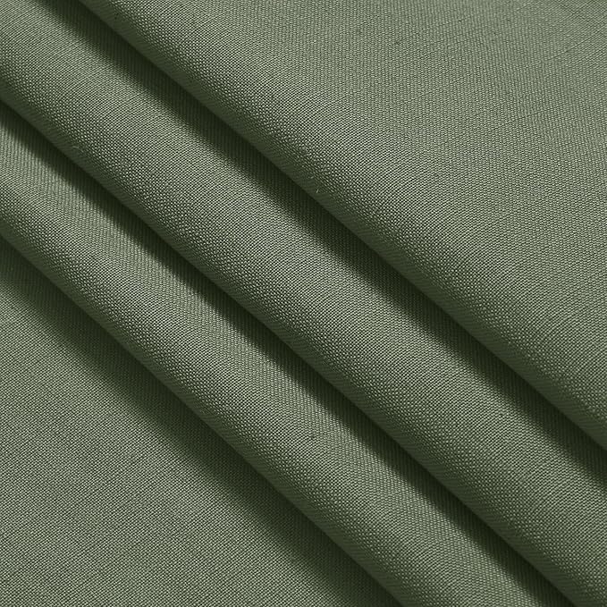 Nanspring Olive Green Linen Curtains 63 Inches Length 2 Panels Set for Living Room Back Tab Pocket Aesthetic Neutral Light Filtering Semi Sheer Drapes Cotton Linen Textured Curtain 52X63 Inches
