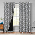 Beauoop 100% Blackout Curtains 108 Inches Long 2 Panels for Bedroom Living Room Grey Moroccan Geo Room Darkening Thermal Insulated Soundproof Grommet Top Window Treatments Drapes, 50x108 Set of 2