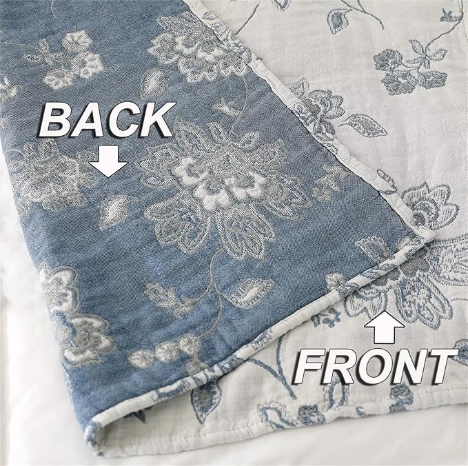 MSGKV Boho Throw Blanket for Bed 80''x90'', 100% Cotton Reversible Woven Breathable&Lightweight Spring Decorative Blanket for Couch Living Room