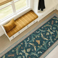 Hazo Haus Wide Runner Rug for Hallway 2'6"x8' - Green Runner Rug for Kitchen, Hall Way, Washable Foldable Boho Insect Deor