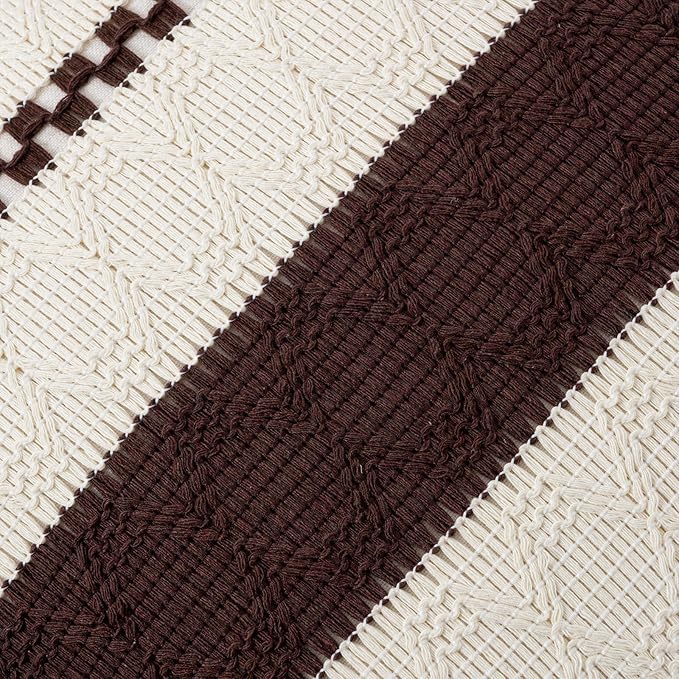Fancy Homi Set of 1 Boho Brown Lumbar Decorative Throw Pillow Cover 12x20 Inch for Couch Bed Sofa Chair, Modern Organic Farmhouse Home Decor, Soft Cotton Cute Accent Rectangle Cushion Case